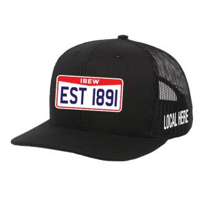 IBEW YOUR LOCAL HERE STATE PLATE UNION MADE TRUCKER HAT BASEBALL CAP HL0013 IBEW YOUR LOCAL HERE STATE PLATE UNION MADE TRUCKER HAT BASEBALL CAP HL0013
