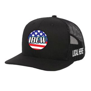 IBEW YOUR LOCAL HERE ROUND FLAG UNION MADE TRUCKER HAT BASEBALL CAP HL0017 IBEW YOUR LOCAL HERE ROUND FLAG UNION MADE TRUCKER HAT BASEBALL CAP HL0017