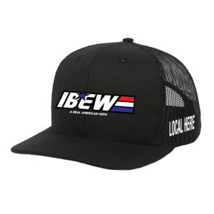 IBEW YOUR LOCAL HERE REAL HERO UNION MADE TRUCKER HAT BASEBALL CAP HL0023 IBEW YOUR LOCAL HERE REAL HERO UNION MADE TRUCKER HAT BASEBALL CAP HL0023