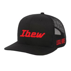 IBEW YOUR LOCAL HERE RED TEXT UNION MADE TRUCKER HAT BASEBALL CAP HL0028 IBEW YOUR LOCAL HERE RED TEXT UNION MADE TRUCKER HAT BASEBALL CAP HL0028