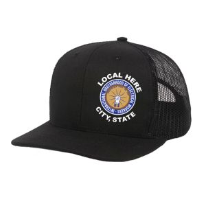 IBEW YOUR LOCAL HERE LEFT PANEL ROUND UNION MADE TRUCKER HAT BASEBALL CAP HL0030 IBEW YOUR LOCAL HERE LEFT PANEL ROUND UNION MADE TRUCKER HAT BASEBALL CAP HL0030