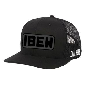 IBEW YOUR LOCAL HERE CHARCOAL RECTANGLE TEXT CHARCOAL UNION MADE TRUCKER HAT BASEBALL CAP HL0060 IBEW YOUR LOCAL HERE CHARCOAL RECTANGLE TEXT CHARCOAL UNION MADE TRUCKER HAT BASEBALL CAP HL0060