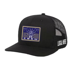 IBEW YOUR LOCAL HERE OLD GOLD SQUARE UNION MADE TRUCKER HAT BASEBALL CAP HL0072 IBEW YOUR LOCAL HERE OLD GOLD SQUARE UNION MADE TRUCKER HAT BASEBALL CAP HL0072