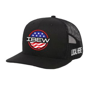 IBEW YOUR LOCAL HERE ROUND FLAG UNION MADE TRUCKER HAT BASEBALL CAP HL0074 IBEW YOUR LOCAL HERE ROUND FLAG UNION MADE TRUCKER HAT BASEBALL CAP HL0074