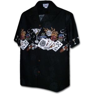 9440-37009 Black Men's Border Hawaiian Shirts 9440-37009 Black Men's Border Hawaiian Shirts