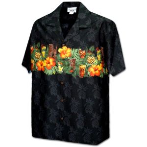9440-39449 Black Men's Border Hawaiian Shirts 9440-39449 Black Men's Border Hawaiian Shirts
