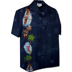 9444-37879 Navy Men's Chirtmas Single Panel Hawaiian Shirts 9444-37879 Navy Men's Chirtmas Single Panel Hawaiian Shirts