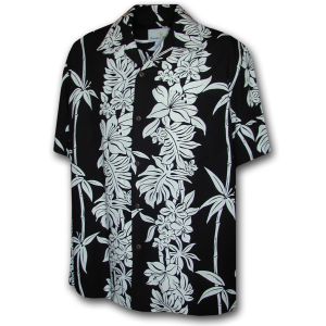 9470-1059 Black Paradise Motion Men's Rayon Hawaiian Shirts