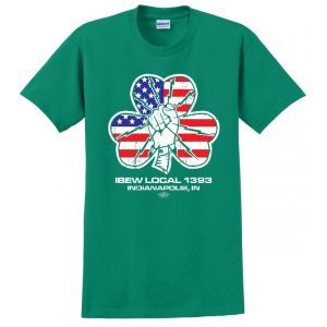 LOCAL 1393 CLOVER FLAG UNION PRINTED ST PATRICKS DAY USA MADE TEE T-SHIRT