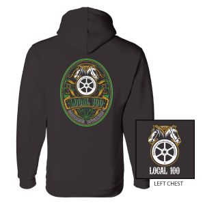 TEAMSTERS LOCAL 100 CANNABIS WORKERS HOODIE UNION PRINTED BAYSIDE USA TEAMSTERS LOCAL 100 CANNABIS WORKERS HOODIE UNION PRINTED BAYSIDE USA