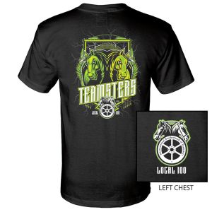 TEAMSTERS LOCAL 100 DOUBLE HORSE LOGO USA MADE UNION PRINTED T-SHIRT TM005