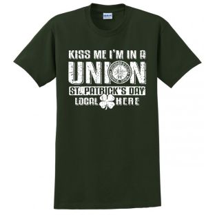 IBEW KISS ME CLOVER SAINT PATRICKS DAY GIFT USA MADE TEE UNION PRINTED FUNNY MENS S-4XL T-SHIRT
