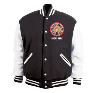 IBEW YOUR LOCAL HERE USA MADE Varsity Wool Leather Jacket UNION EMBROIDERED