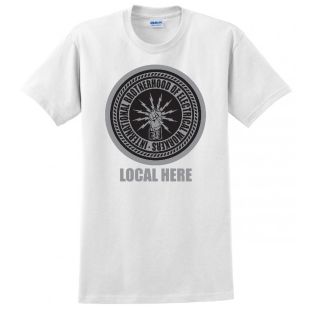 ROUND CHARCOAL IBEW LOGO UNION PRINTED USA MADE TEE ELECTRICIAN ELECTRICAL WORKER AMERICAN MENS T-SHIRT