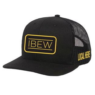 IBEW YOUR LOCAL HERE GOLD SQUARE UNION MADE TRUCKER HAT BASEBALL CAP HL003