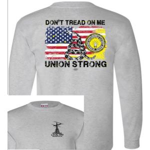 IBEW LOCAL 1393 DONT TREAD ON ME UNION STRONG USA MADE UNION PRINTED MENS LONG SLEEVE T-SHIRT