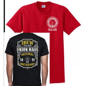 IBEW YOUR LOCAL HERE WHISKEY UNION PRINTED USA MADE MENS TEE T-SHIRT