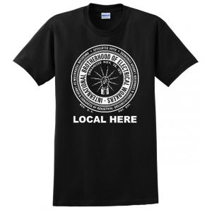 ROUND IBEW LOGO UNION PRINTED USA MADE ELECTRICIAN ELECTRICAL WORKER AMERICAN POWER PLANT MENS TEE T-SHIRT