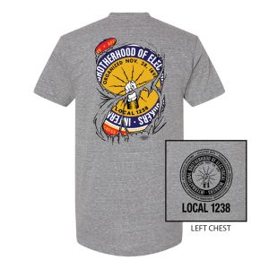 IBEW LOCAL 1238 RIP LOGO MENS SHORT SLEEVE UNION PRINTED T-SHIRT