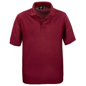 1376-BKW Mens Basket Weave Polo-Red-S-Charcoal Black Logo