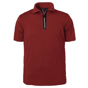 1442-AQD Men's 1/4 Zip Pullover-Red-S-Charcoal Black Logo