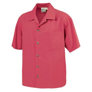 1601-MFI Men's Microfiber Camp Shirt-Red-S-Charcoal Black Logo