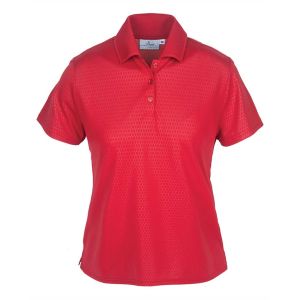 265-EMB Embossed Ladies' Polo-Red-S-Charcoal Black Logo