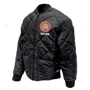 IBEW YOUR LOCAL HERE Diamond Quilt Jacket MADE IN THE USA MENS UNION EMBROIDERED