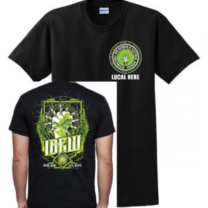 IBEW YOUR LOCAL HERE LIME INK FIST LIGHTNING UNION PRINTED USA MADE MENS TEE T-SHIRT