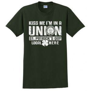 IBEW KISS ME CLOVER SAINT PATRICKS DAY GIFT USA MADE TEE UNION PRINTED FUNNY MENS S-4XL T-SHIRT
