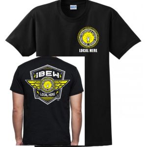 IBEW YOUR LOCAL HERE YELLOW WINGS UNION PRINTED USA MADE MENS TEE T-SHIRT