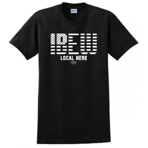 IBEW FLAG DESIGN YOUR LOCAL HERE USA MADE UNION BUG PRINTED MENS TEE T-SHIRT