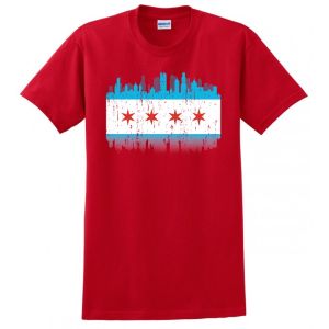 CHICAGO CITY SKYLINE FLAG GIFT USA MADE TEE UNION PRINTED FUNNY MENS S-4XL T-SHIRT