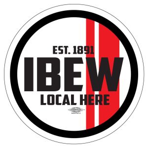 IBEW YOUR LOCAL HERE RED STRIPE STICKER UNION MADE PICK YOUR SIZE AND QUANTITY DC0015