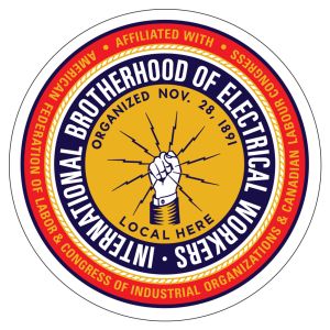 IBEW YOUR LOCAL HERE ROUND LOGO STICKER UNION MADE PICK YOUR SIZE AND QUANTITY DC0018