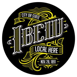 IBEW YOUR LOCAL HERE YELLOW WAVES STICKER UNION MADE PICK YOUR SIZE AND QUANTITY DC009