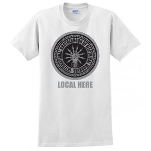 ROUND CHARCOAL IBEW LOGO UNION PRINTED USA MADE TEE ELECTRICIAN ELECTRICAL WORKER AMERICAN MENS T-SHIRT