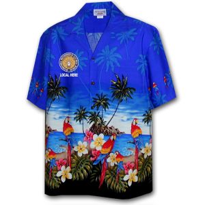 IBEW Your Local Here Hawaiian Shirt USA Made Union Embroidered-Royal-S