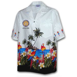IBEW Your Local Here Hawaiian Shirt USA Made Union Embroidered-White-S