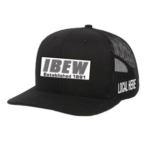 IBEW YOUR LOCAL HERE HORIZONTAL LINES UNION MADE TRUCKER HAT BASEBALL CAP HL0012