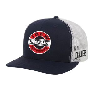 IBEW YOUR LOCAL HERE ROUND RED UNION MADE TRUCKER HAT BASEBALL CAP HL0014-NAVY/WHITE-OSFA