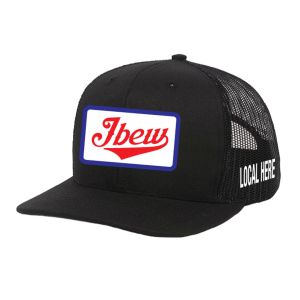 IBEW YOUR LOCAL HERE RECTANGLE CURSIVE UNION MADE TRUCKER HAT BASEBALL CAP HL0022