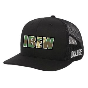 IBEW YOUR LOCAL HERE ARMY CAMO UNION MADE TRUCKER HAT BASEBALL CAP HL002