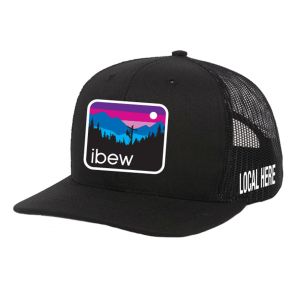 IBEW YOUR LOCAL HERE SUNSET MOUNTAINS UNION MADE TRUCKER HAT BASEBALL CAP HL0037