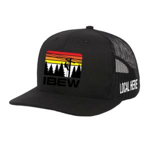 IBEW YOUR LOCAL HERE SUNSET LINEMAN UNION MADE TRUCKER HAT BASEBALL CAP HL0038