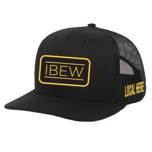 IBEW YOUR LOCAL HERE GOLD SQUARE UNION MADE TRUCKER HAT BASEBALL CAP HL003