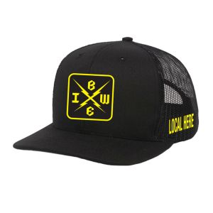 IBEW YOUR LOCAL HERE YELLOW CROSS UNION MADE TRUCKER HAT BASEBALL CAP HL0040