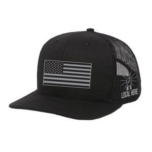 IBEW YOUR LOCAL HERE BLACK FLAG CHARCOAL UNION MADE TRUCKER HAT BASEBALL CAP HL0044