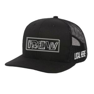 IBEW YOUR LOCAL HERE RECTANGLE TEXT CHARCOAL UNION MADE TRUCKER HAT BASEBALL CAP HL0048