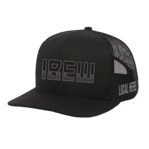 IBEW YOUR LOCAL HERE BLACK TEXT CHARCOAL UNION MADE TRUCKER HAT BASEBALL CAP HL0049